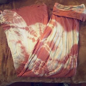 Blue and reddish pink tye dye maxi skirt!